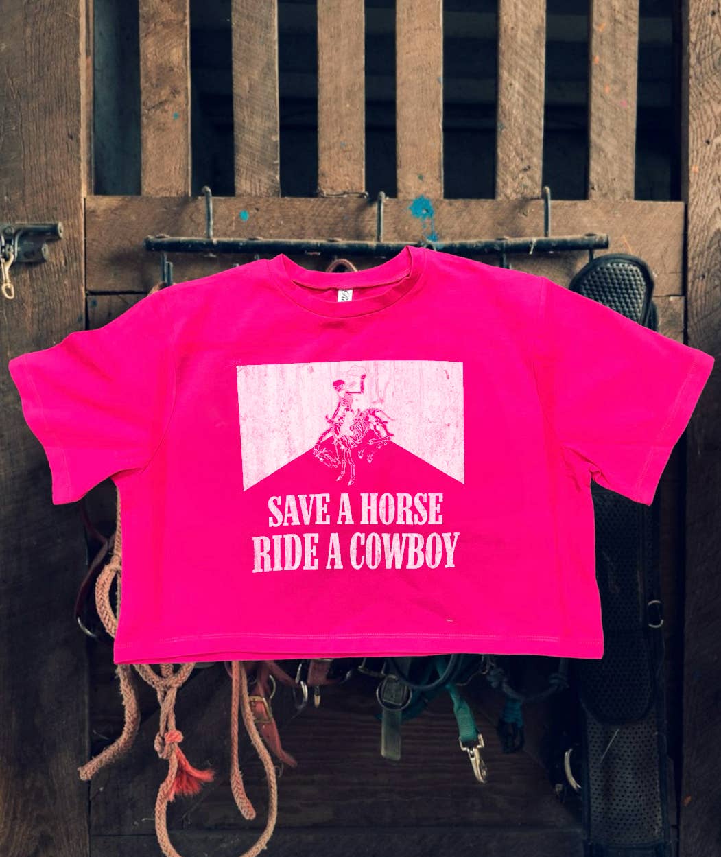 "Save A Horse Ride A Cowboy" Crop Top