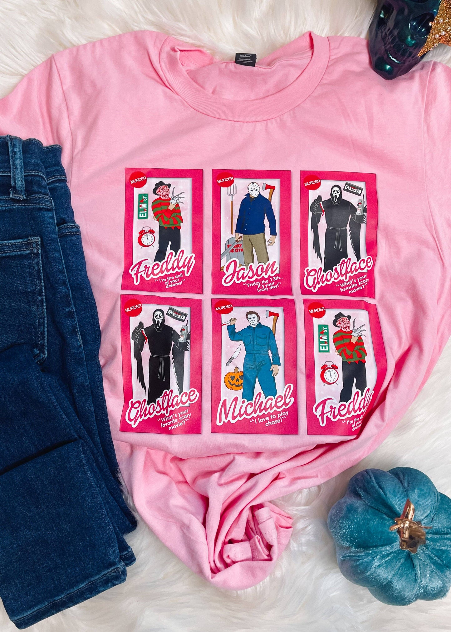 Horror Movie Characters Barbies Graphic Tee (S-2XL)