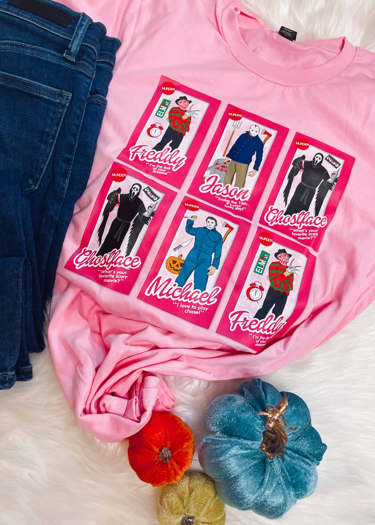Horror Movie Characters Barbies Graphic Tee (S-2XL)
