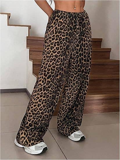 Leopard Print Wide-Leg Pants