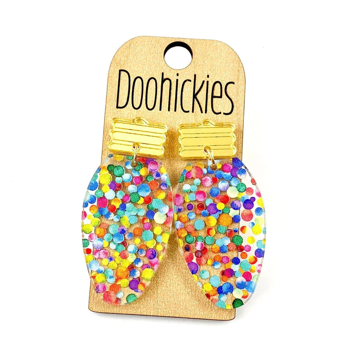 Gold Confetti Dot Christmas Lights Earrings