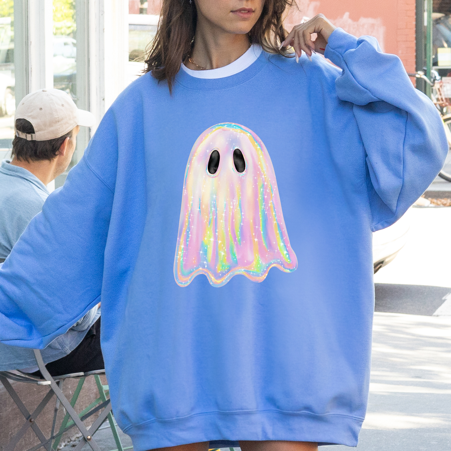 Shimmering Ghost, Iridescent Ghost Halloween Sweatshirt