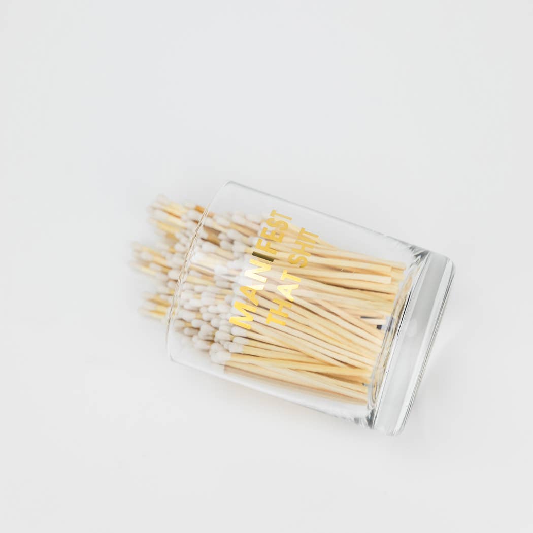Manifest That Shit -  Match Set + Rocks Glass Duo -  200 Matches + Rocks Glass Set
