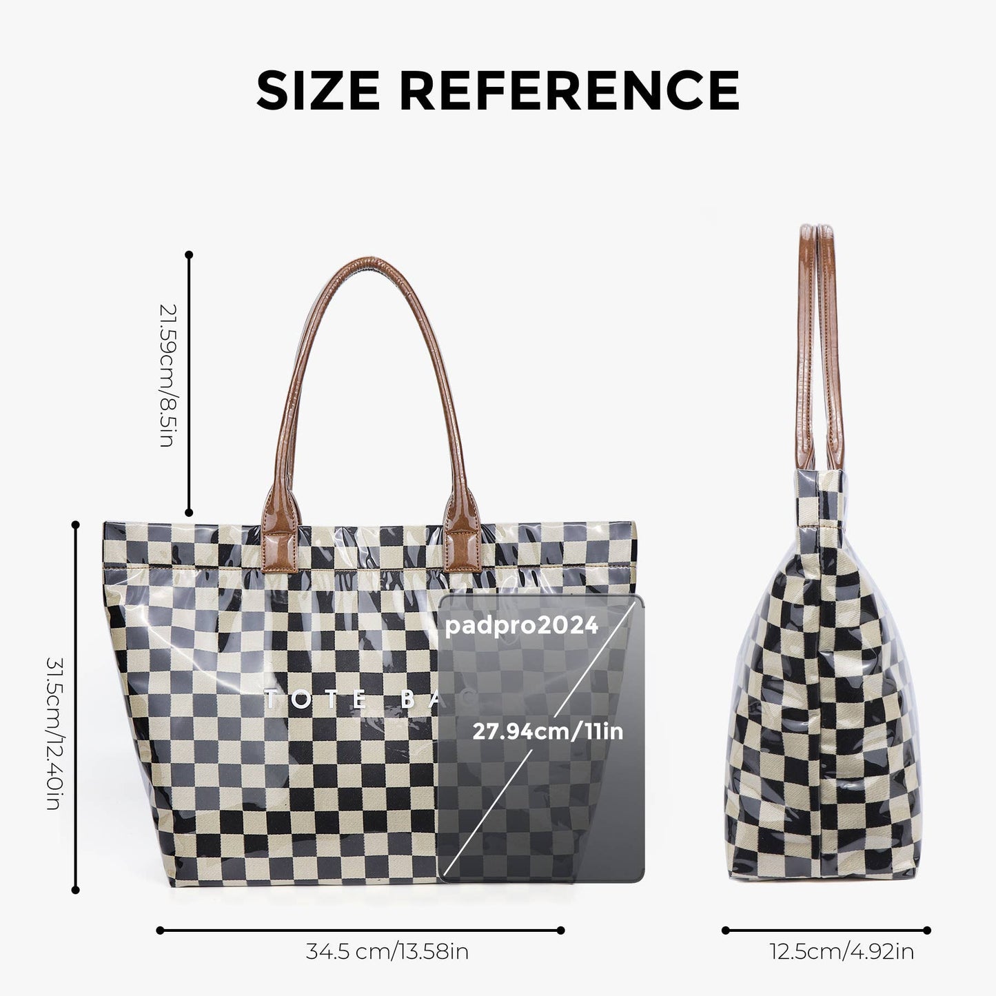 Zipper Checkered TOTE BAG