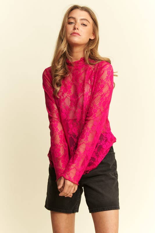 PLUS SIZE Mesh Floral print top