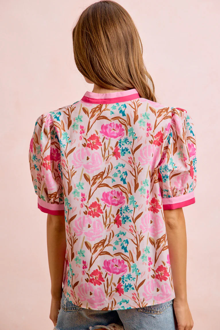 Flower Printed Woven Blouse Top