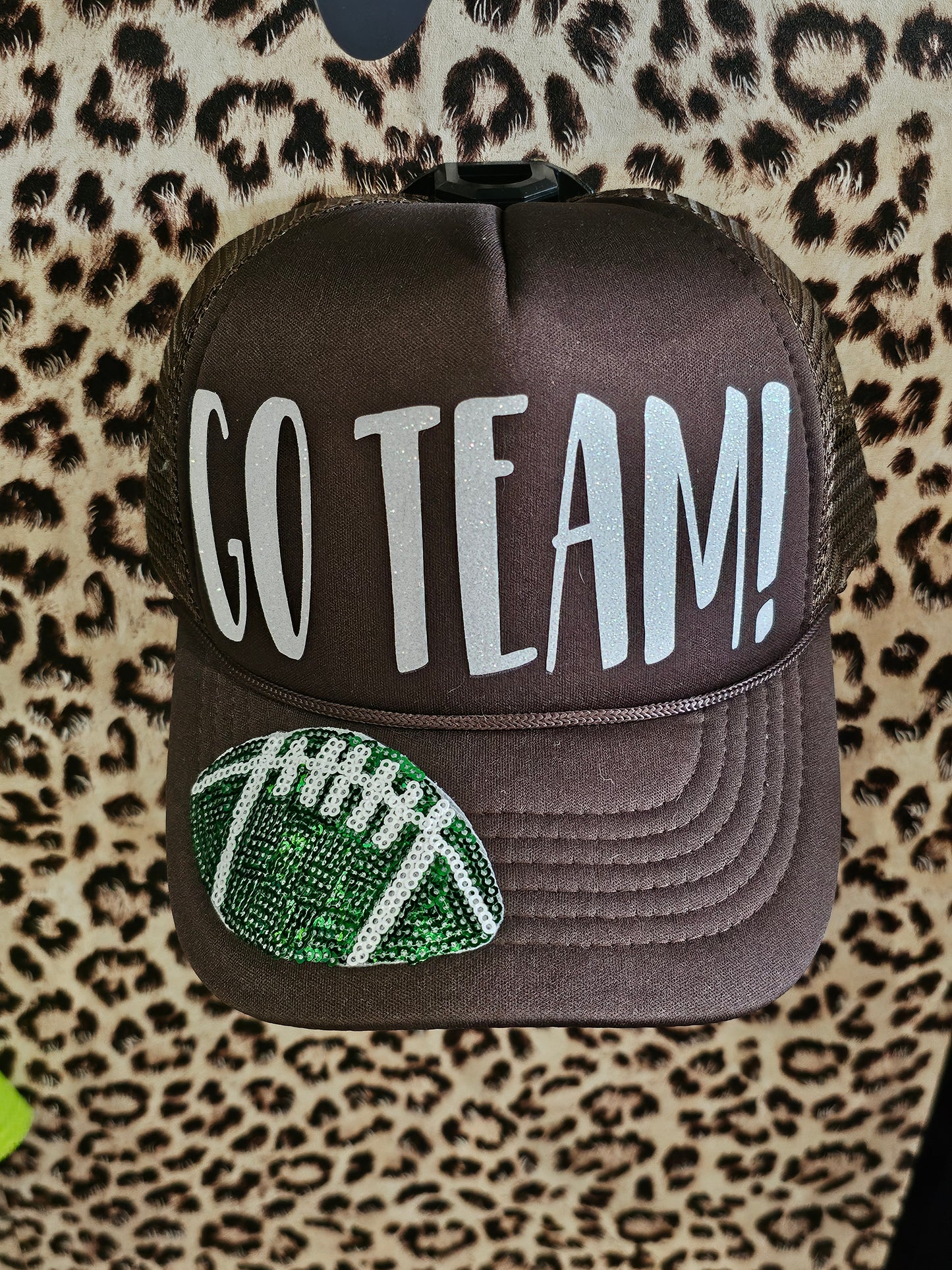 Go Team Brown Trucker Hat w/Sequin Patch