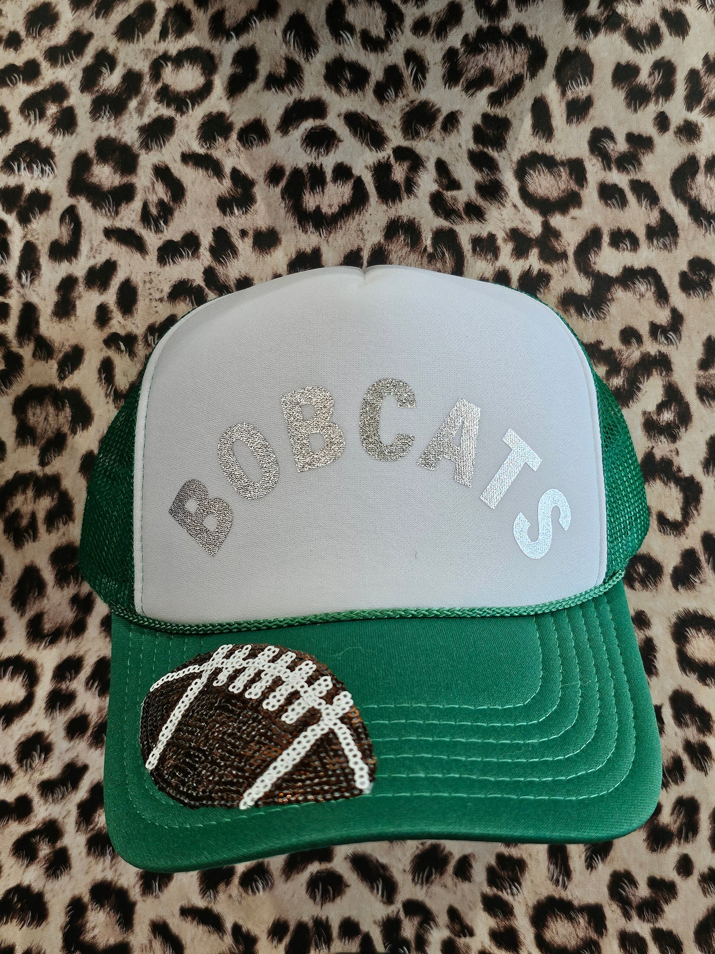 Bobcats Green Trucker Hat w/Sequin Patch