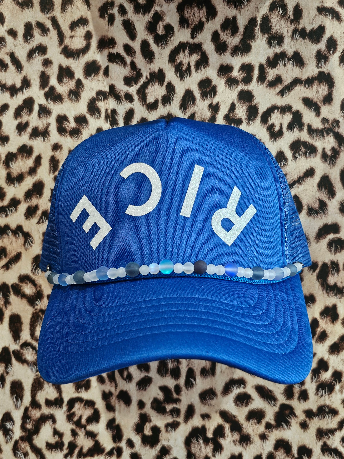 Rice Royal Blue Trucker Hat w/Chain
