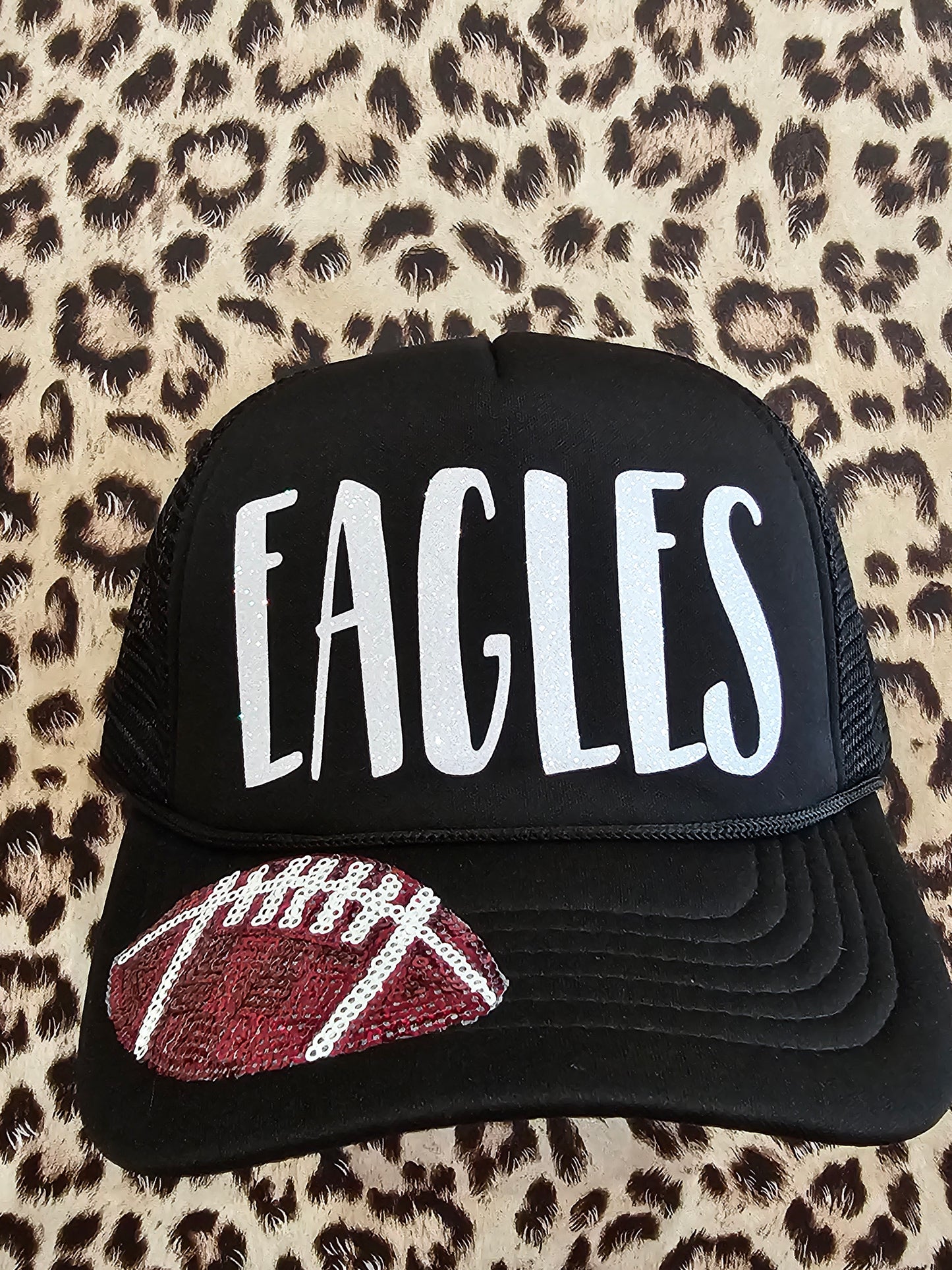 Eagles Black Trucker Hat w/Sequin Patch